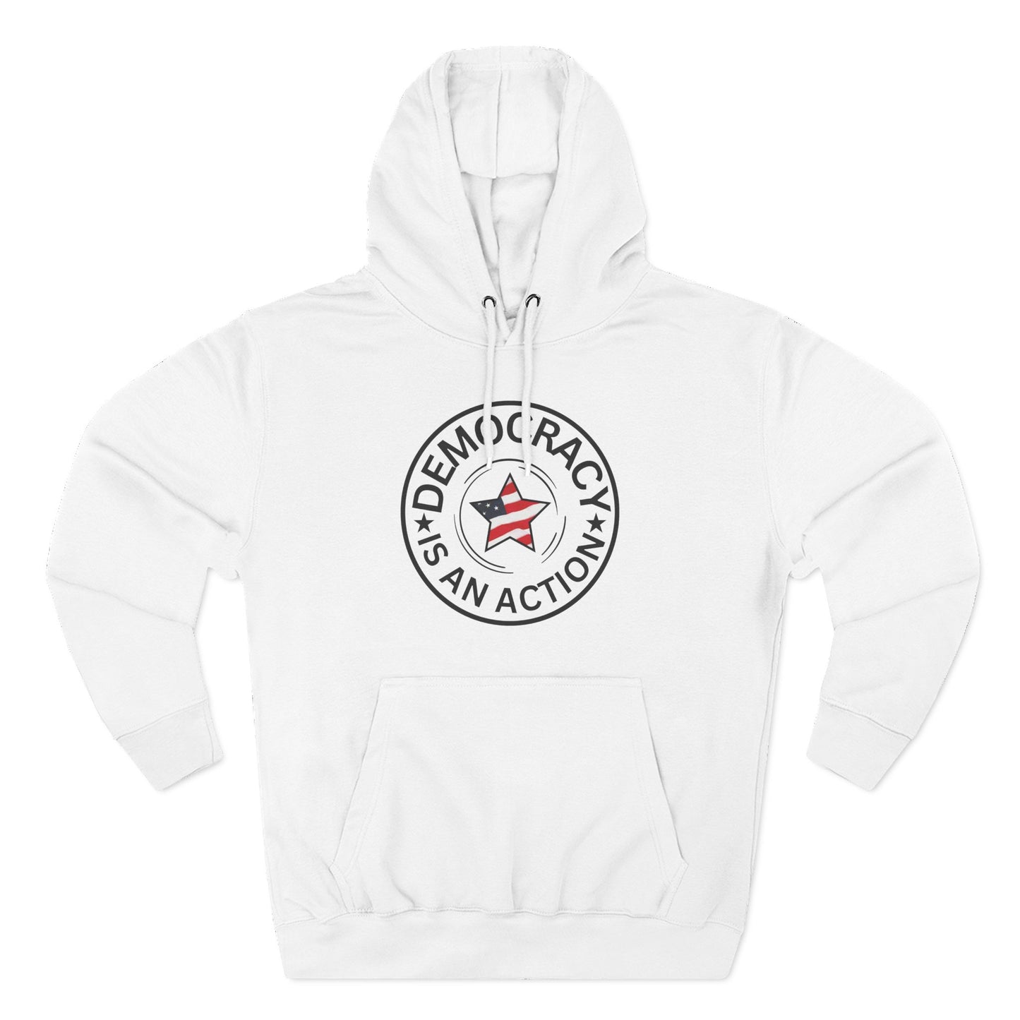 Democracy Is An Action Hoodie — Patriotic Star Fleece Pullover