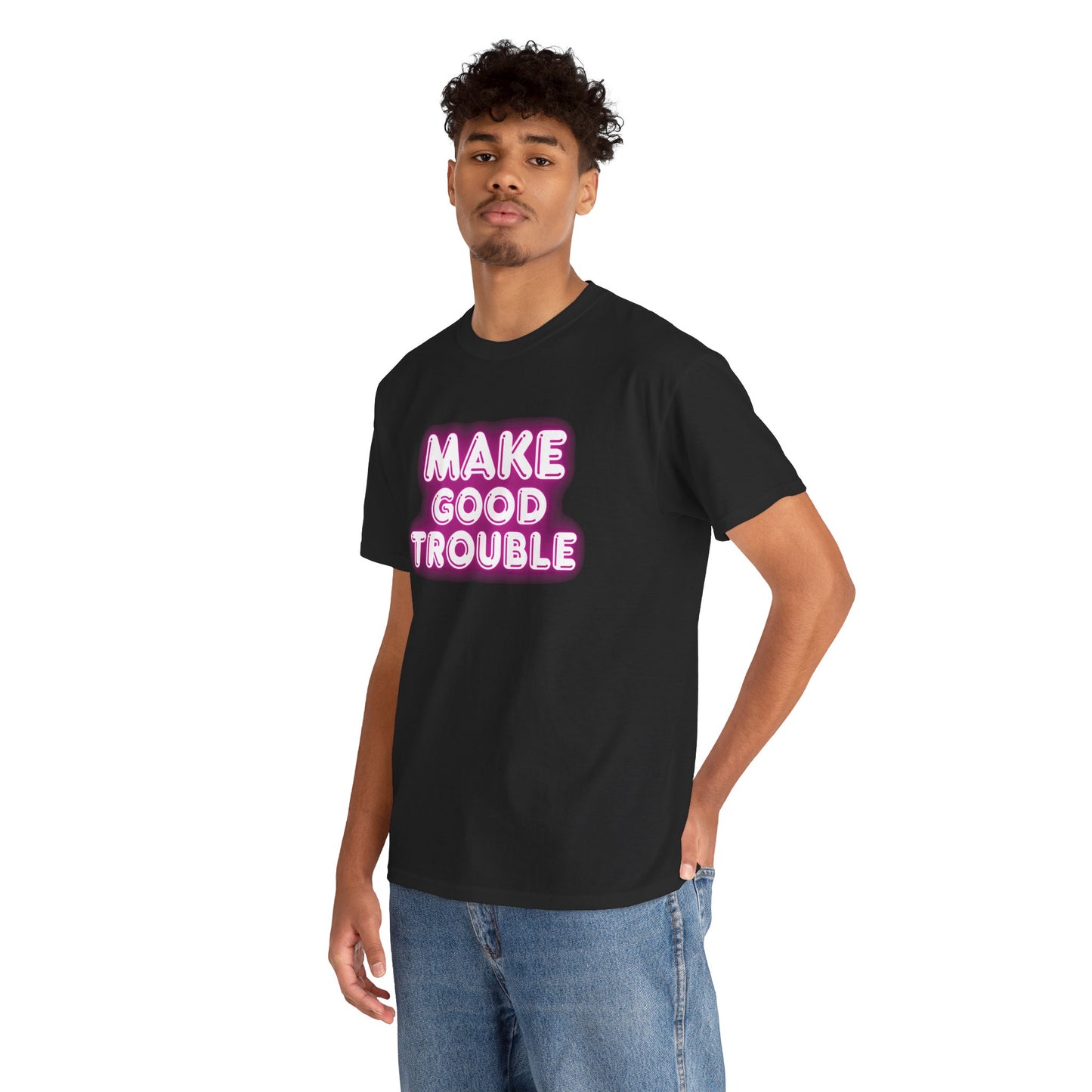 Make Good Trouble Cotton Tee- pink