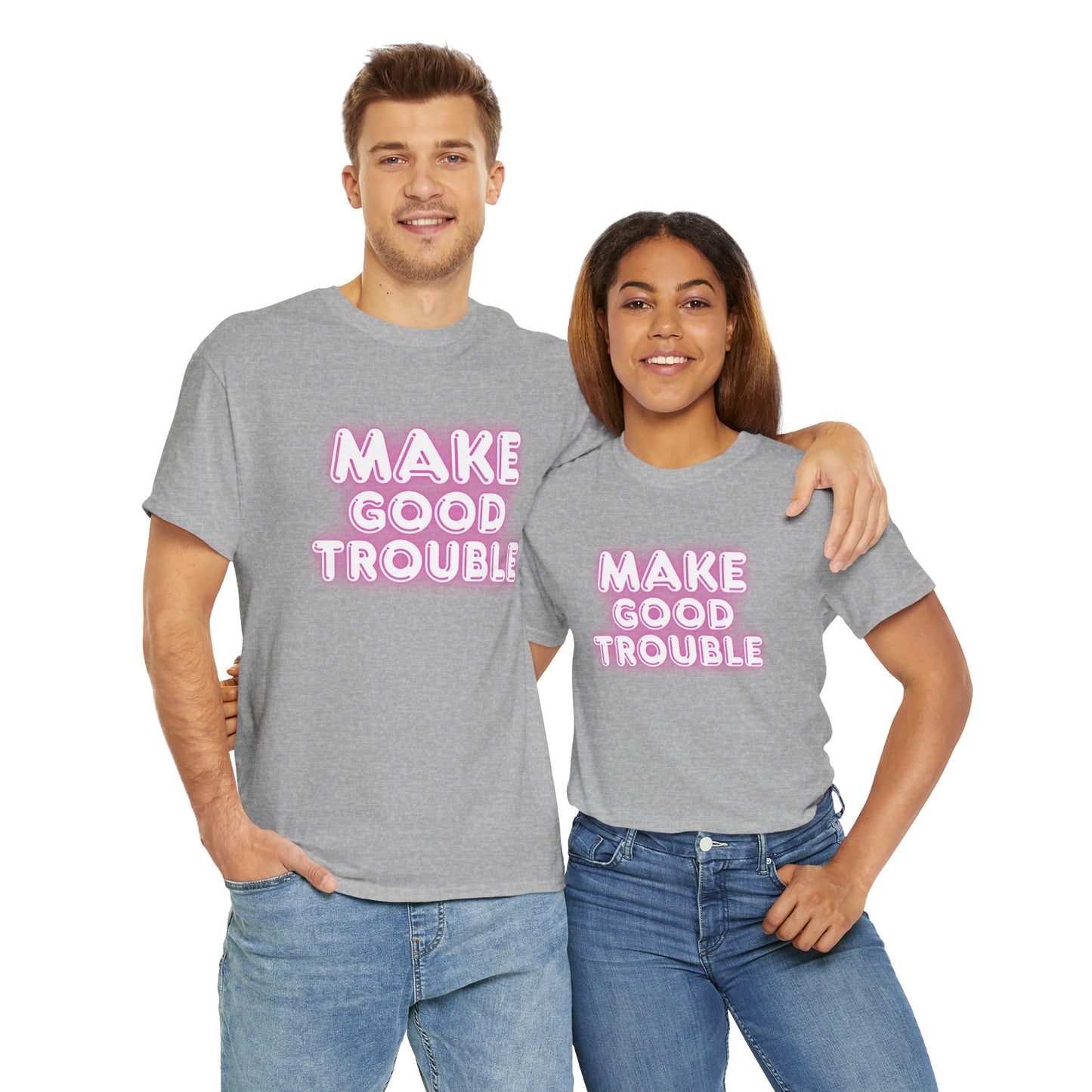Make Good Trouble Cotton Tee- pink